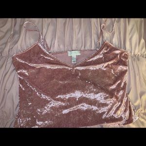 Plus size Pink velvet cropped top